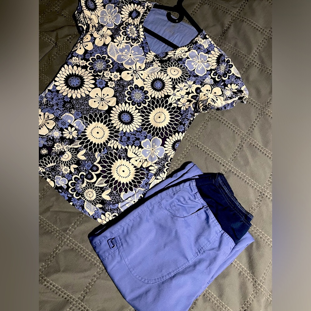 Purple Flower Scrub Set